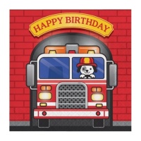 Serviettes de table Happy Birthday Firefighter 16,5 x 16,5 cm - 16 unités