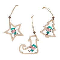 Pendentif Elfe en silhouette de bois - 1 unité