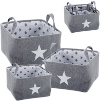 Paniers en tissu avec étoiles carrées - 3 pcs.