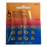 Boutons-pression de 0,9 cm plaqués nickel - Pony - 12 paires