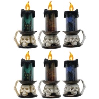 Bougies d'Halloween avec crânes et lumière - 6 pcs.