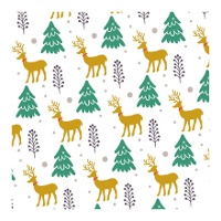 Boîte pour bonbons ou cupcakes avec motifs de rennes et arbres, dimensions 17,5 x 17,5 x 8,5 cm