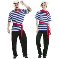 Costume de gondolier à rayures bleues pour adultes