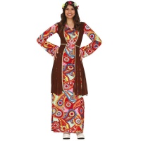 Costume de hippie multicolore avec gilet pour femmes