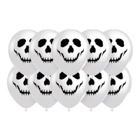 Ballons en latex 30cm crânes Halloween - Party Love - 10 pcs.