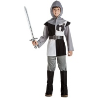 Costume de guerrier médiéval noir et blanc pour enfants