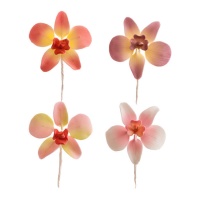 Figurines en sucre orchidées colorées 7,6 cm - Dekora - 20 pcs.