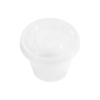Pot à sauce en plastique blanc de 165 ml avec couvercle - 6 pièces.