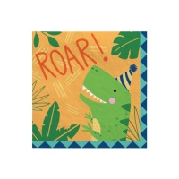 Serviettes de table Dino Party vertes 16,5 x 16,5 cm - 16 pièces