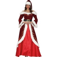 Costume élégant de Père Noël avec flocons pour femmes