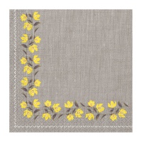 Serviettes de table jaunes rustiques à fleurs 16,5 x 16,5 cm - 20 unités