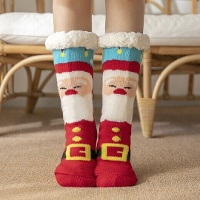 Chaussettes de Père Noël avec bordure en peluche - 1 paire