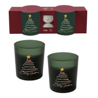 Kit porte-bougies de Noël avec bougies - 2 pcs.