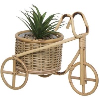 Plante artificielle avec pot en bambou en forme de vélo 29 x 16 x 23,8 cm