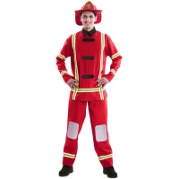 Costume de pompier rouge avec chapeau pour adultes