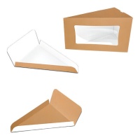 Boîte et base pour tranches de gâteau en kraft 15,5 x 10 cm - 1 unité