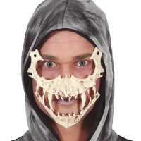 Masque crâne d'animal avec crocs à mi-visage