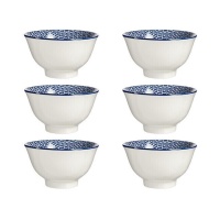 Bol géométrique bleu de 16 cm - 6 pièces