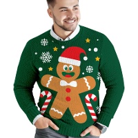 Pull de Noël à motif de bonhomme en pain d'épice pour homme