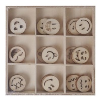 Emoticônes en bois découpées à l'emporte-pièce - Artis decor - 45 unités