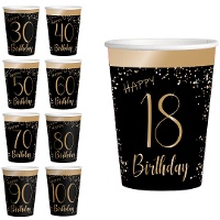 Gobelets Elegant Gold de 250 ml avec numéros - 8 unités
