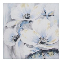 Toile peinte à la main de fleurs chaudes 80 x 80 cm - DCasa