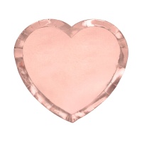 Assiettes en forme de coeur de 21 cm rose-doré - 6 unités