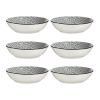 Assiette creuse géométrique noire de 20 cm - Vessia - 6 pcs.