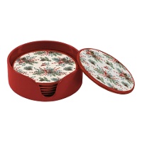 Sous-verres à motif de fleur de Noël - 6 unités