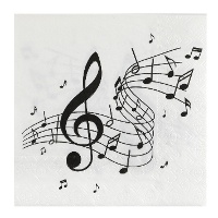 Serviettes avec motifs de notes musicales de 16,5 x 16,5 cm - 20 unités