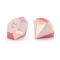 Boîte à diamants rose avec message - PartyDeco - 6 pcs.