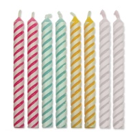 Bougies rayées de couleurs assorties 5,9 cm - PME - 24 pcs.