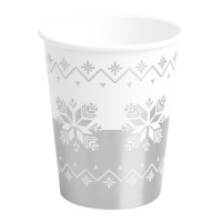 Tasses de Noël en broderie argentée 270 ml - 6 unités