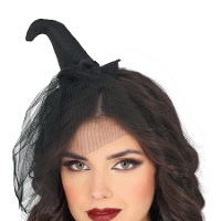 Chapeau de sorcière mini avec voile noir
