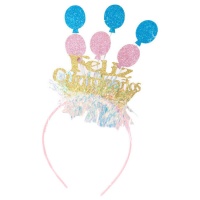 Bandeau d'anniversaire avec ballons roses et bleus