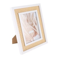 Cadre photo en jute bicolore pour photos de 15 x 20 cm - DCasa