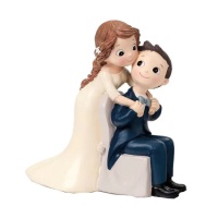 Figurine pour gâteau des mariés avec marié assis 14 cm