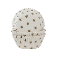 Capsules à cupcake blanches avec étoiles dorées - Maison de Marie - 50 pcs.