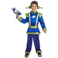 Costume d'extraterrestre bleu avec antennes pour enfants