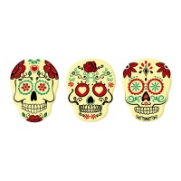 Figurines Catrina Skulls en chocolat blanc - 120 pièces