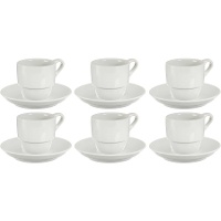 Tasse de 200 ml de café en porcelaine blanche avec soucoupe - 6 services