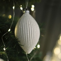 Décoration de Noël blanche en forme de larme 17 cm - 12 pièces