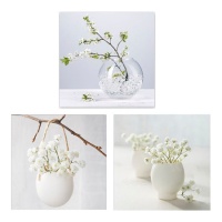 Toile fleurs blanches 30 x 40 cm - DCasa - 1 unité