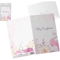 Carte d'anniversaire fleurs et ballons