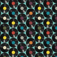 Tissu de coton Disques vinyles - Indigo