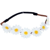 Ruban hippie marguerite blanc