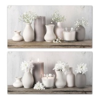 Vases en toile blanc et gris 80 x 40 cm - DCasa - 1 unité
