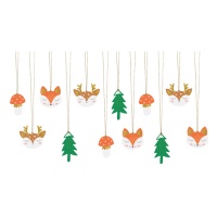 Pendentifs de Noël décoratifs en forme de forêt d'hiver - 12 pièces