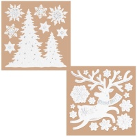 Décoration de fenêtre de Noël adhésive blanche 18 x 23 cm - 1 feuille
