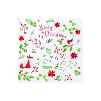 Serviettes de table Merry Christmas Mistletoe 16.5 x 16.5 cm - 20 pièces